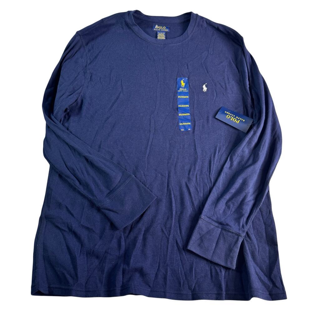 NWT Polo Ralph Lauren Thermal Knit Shirt Navy Blue Long Sleeve 2XL Big Tall